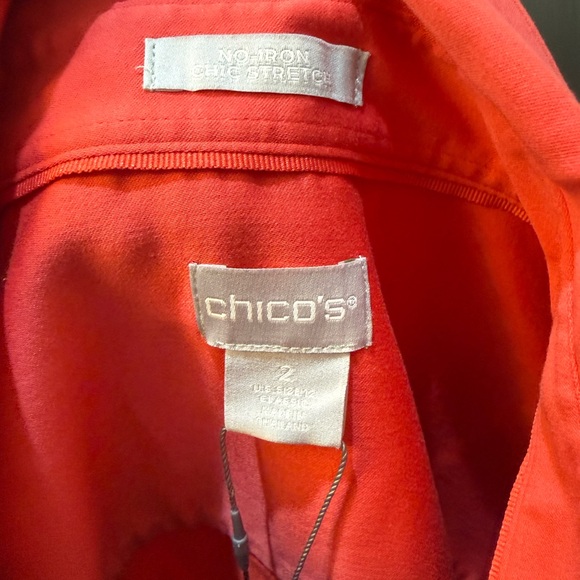 Chico's Bold coral red Button-Down Shirt - Picture 3 of 5